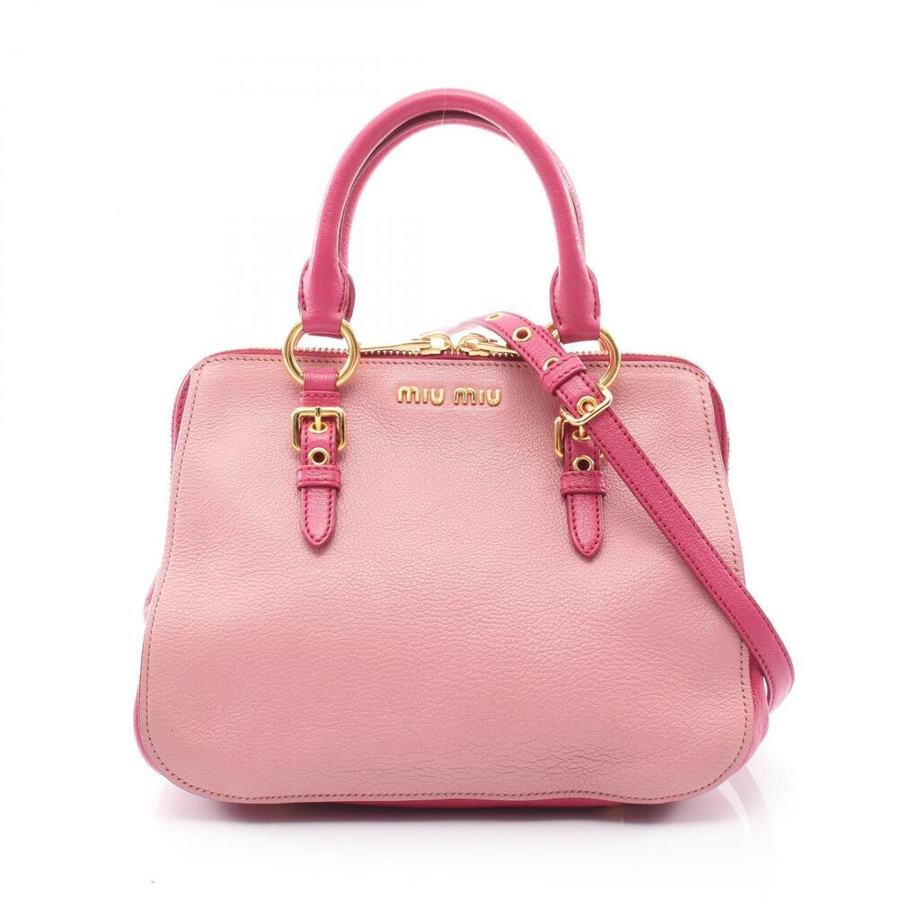 Miu Miu MADRAS Handbag Leather Bag Pink